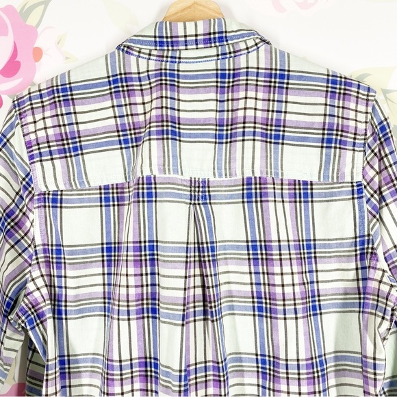 American Eagle Outfitters AEO Checkered Plaid Boyfriend Button Down Shirt L - Picture 8 of 11